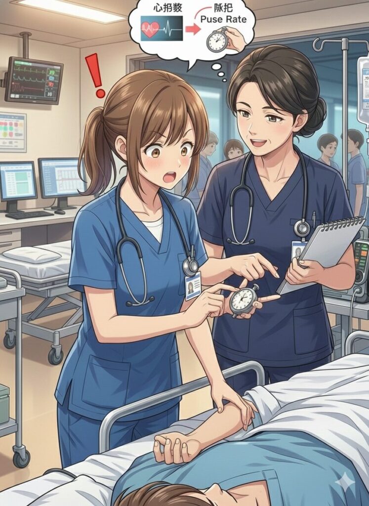 驚く新人看護師