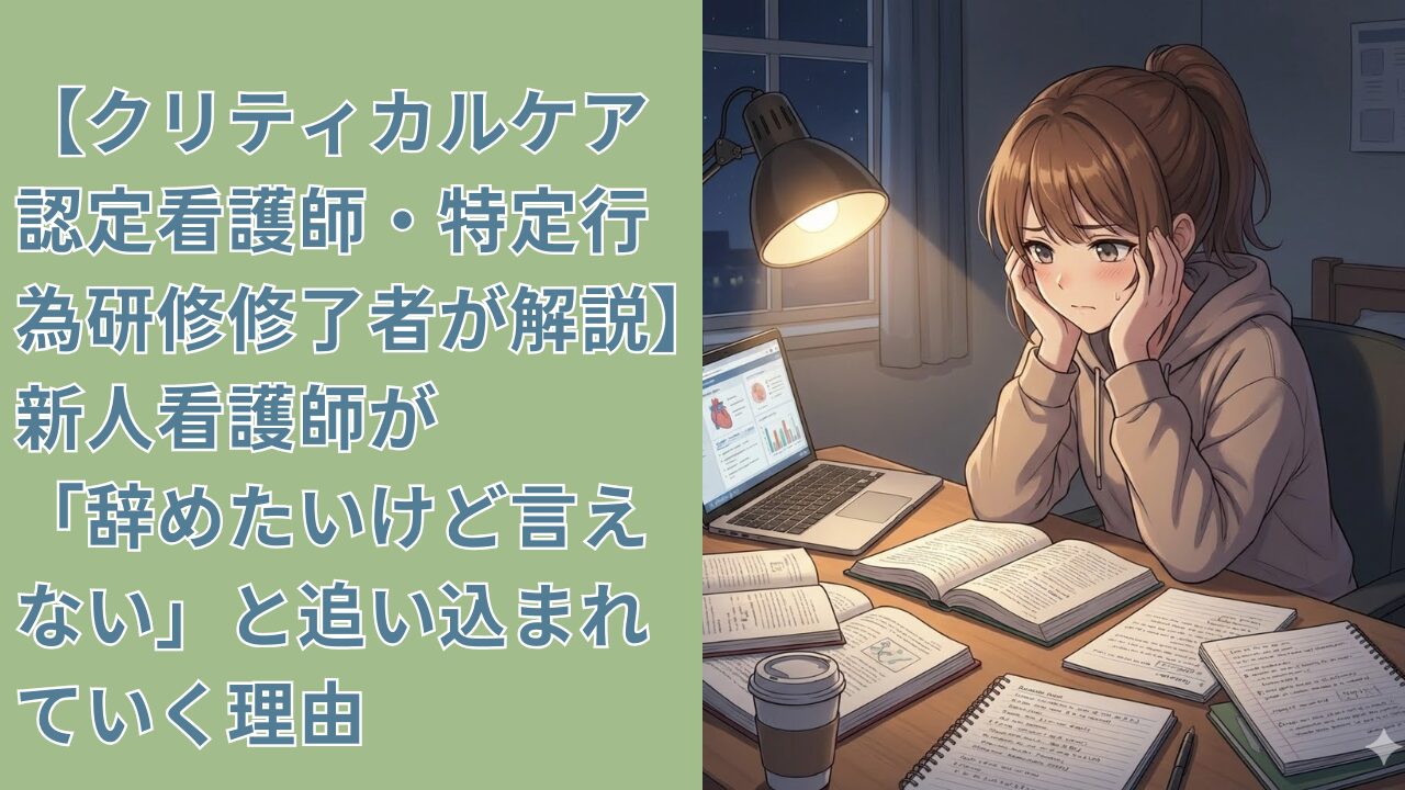 【クリティカルケア認定看護師・特定行為研修修了者が解説】新人看護師が「辞めたいけど言えない」と追い込まれていく理由