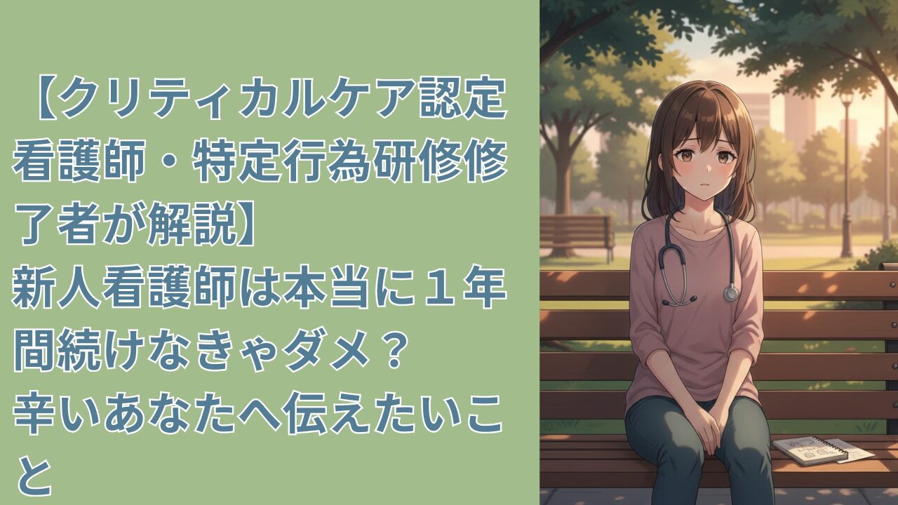 【クリティカルケア認定看護師・特定行為研修修了者が解説】新人看護師は本当に１年間続けなきゃダメ？辛いあなたへ伝えたいこと