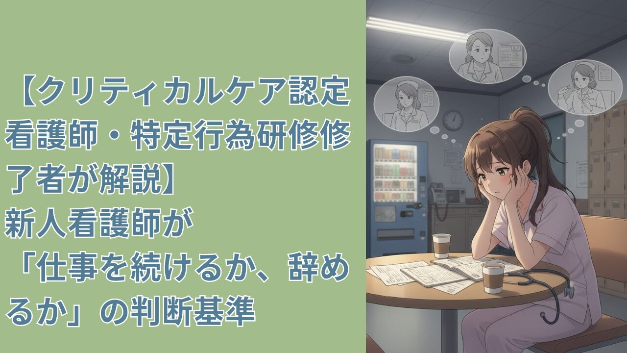 【クリティカルケア認定看護師・特定行為研修修了者が解説】新人看護師が「仕事を続けるか、辞めるか」の判断基準