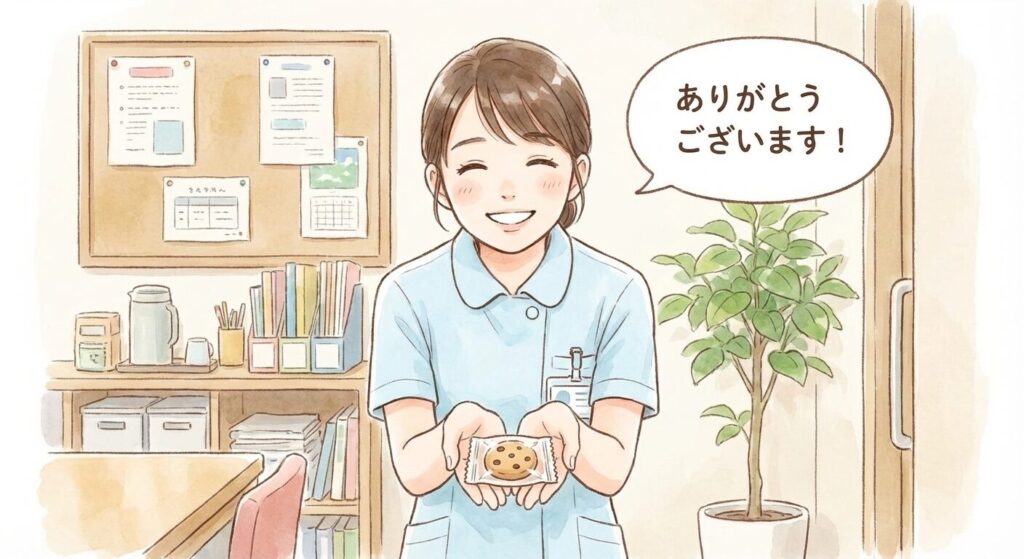 お礼をする看護師