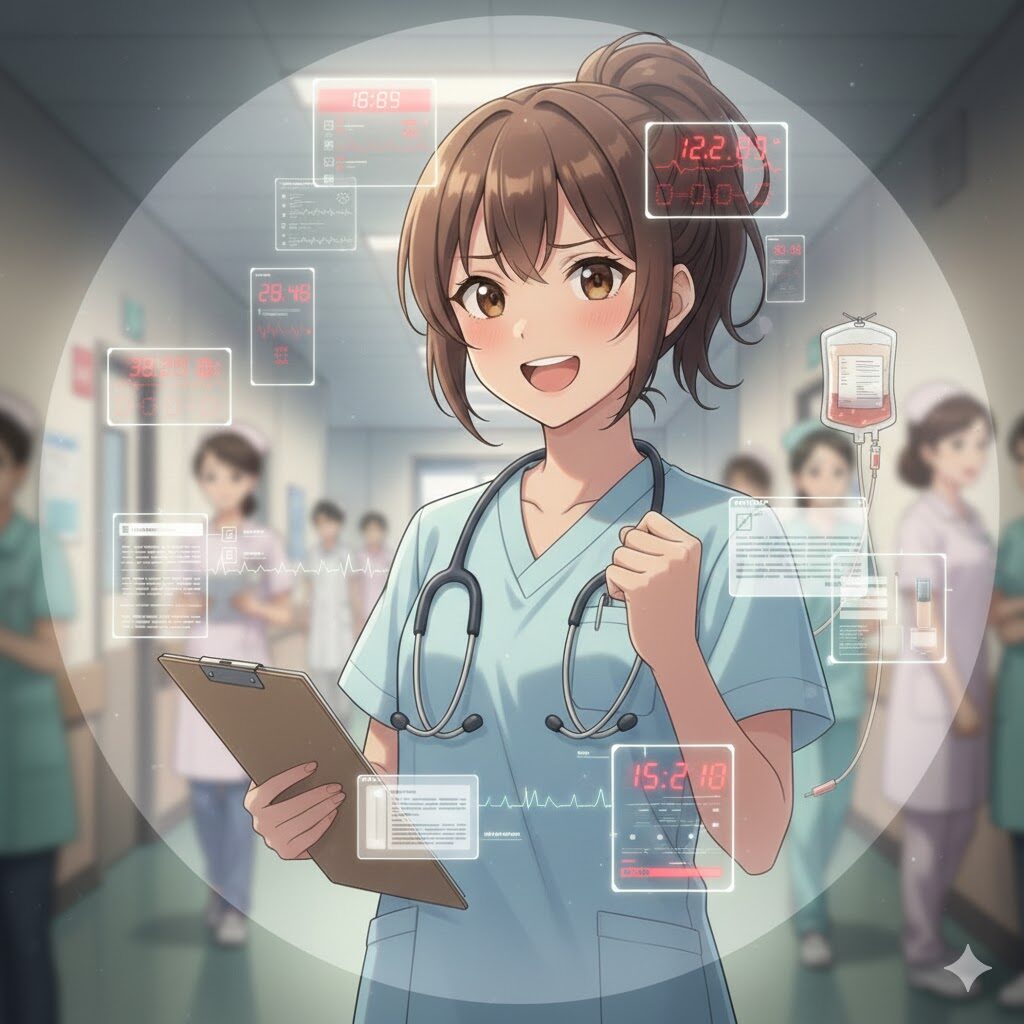 視野が狭くなっている看護師