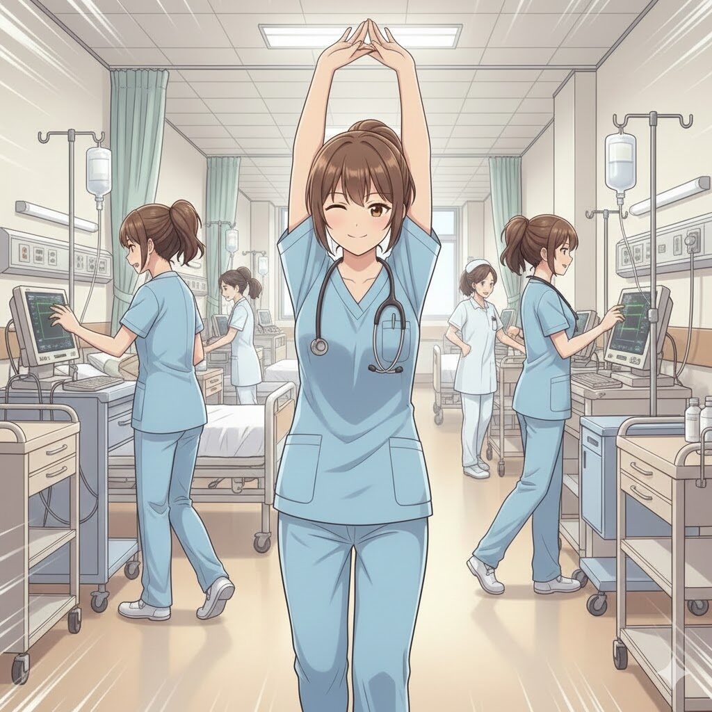 ストレッチする看護師