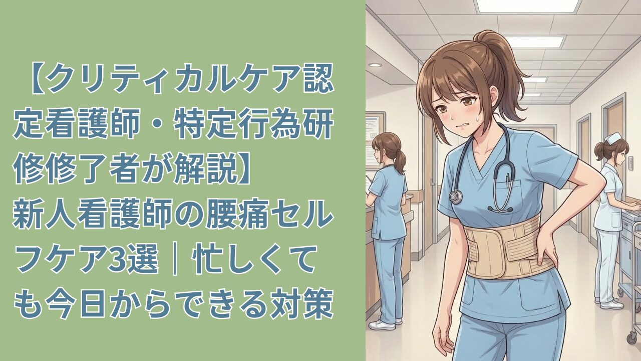 【クリティカルケア認定看護師・特定行為研修修了者が解説】新人看護師の腰痛セルフケア3選｜忙しくても今日からできる対策