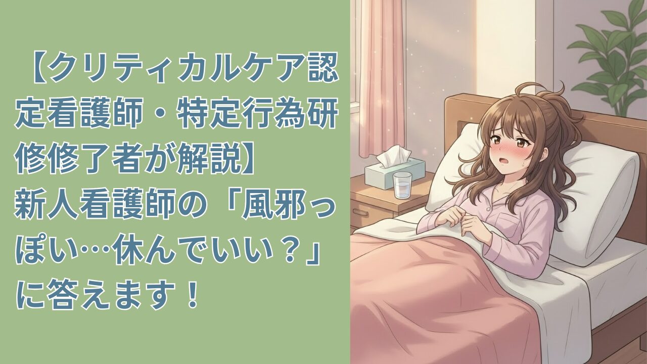 【クリティカルケア認定看護師・特定行為研修修了者が解説】新人看護師の「風邪っぽい…休んでいい？」に答えます！