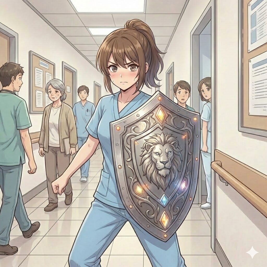勇者の盾を持つ看護師