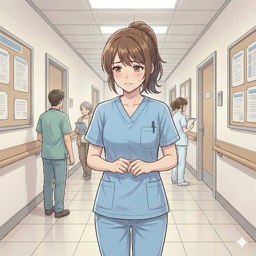 緊張している看護師