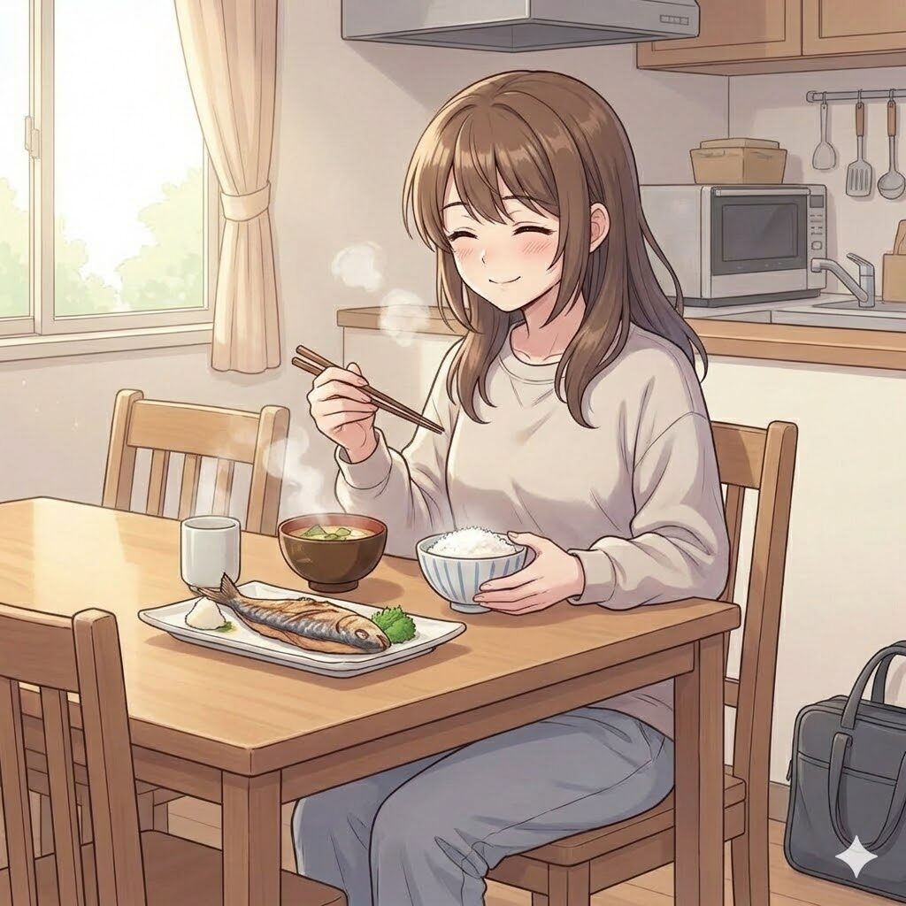 夜勤前にご飯を食べる看護師