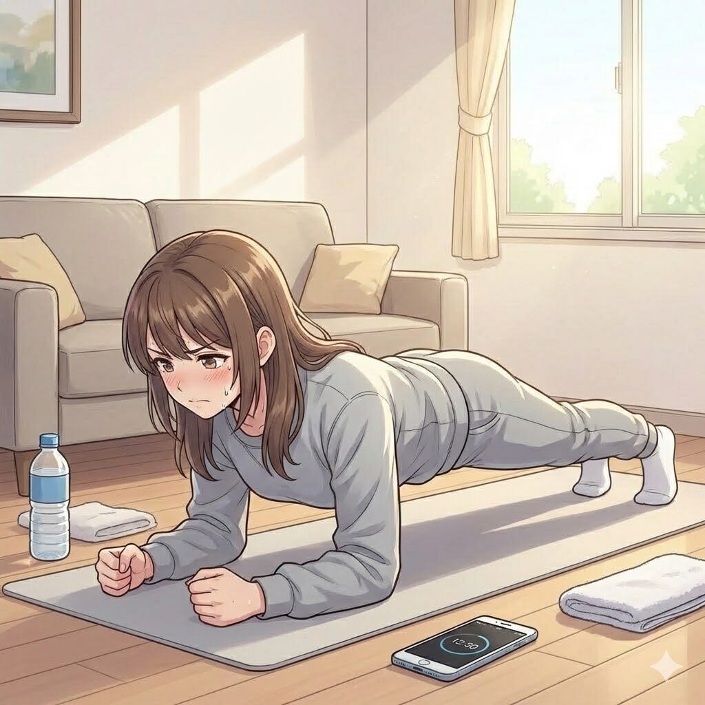 プランクをやっている看護師