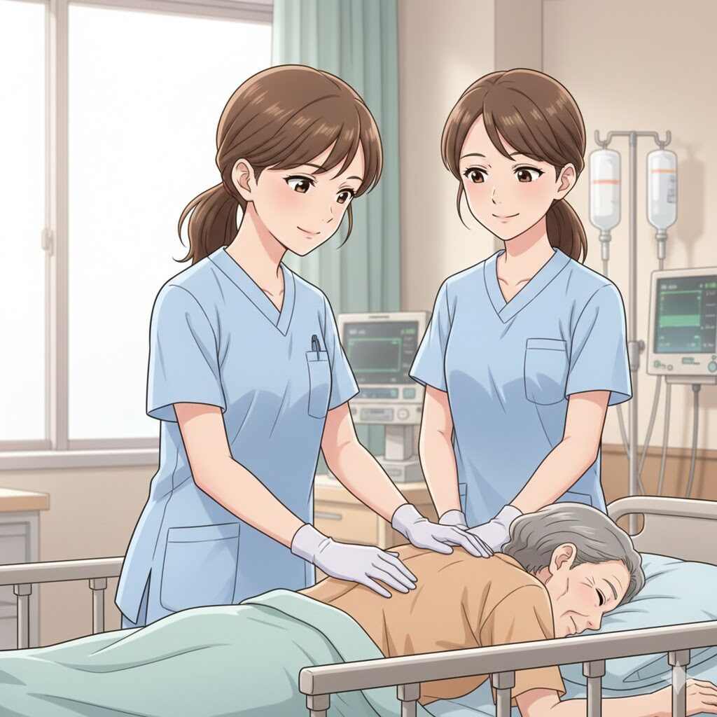 体位交換している看護師