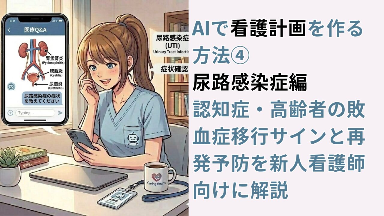 AIで看護計画を作る方法④尿路感染症編｜認知症・高齢者の敗血症移行サインと再発予防を新人看護師向けに解説