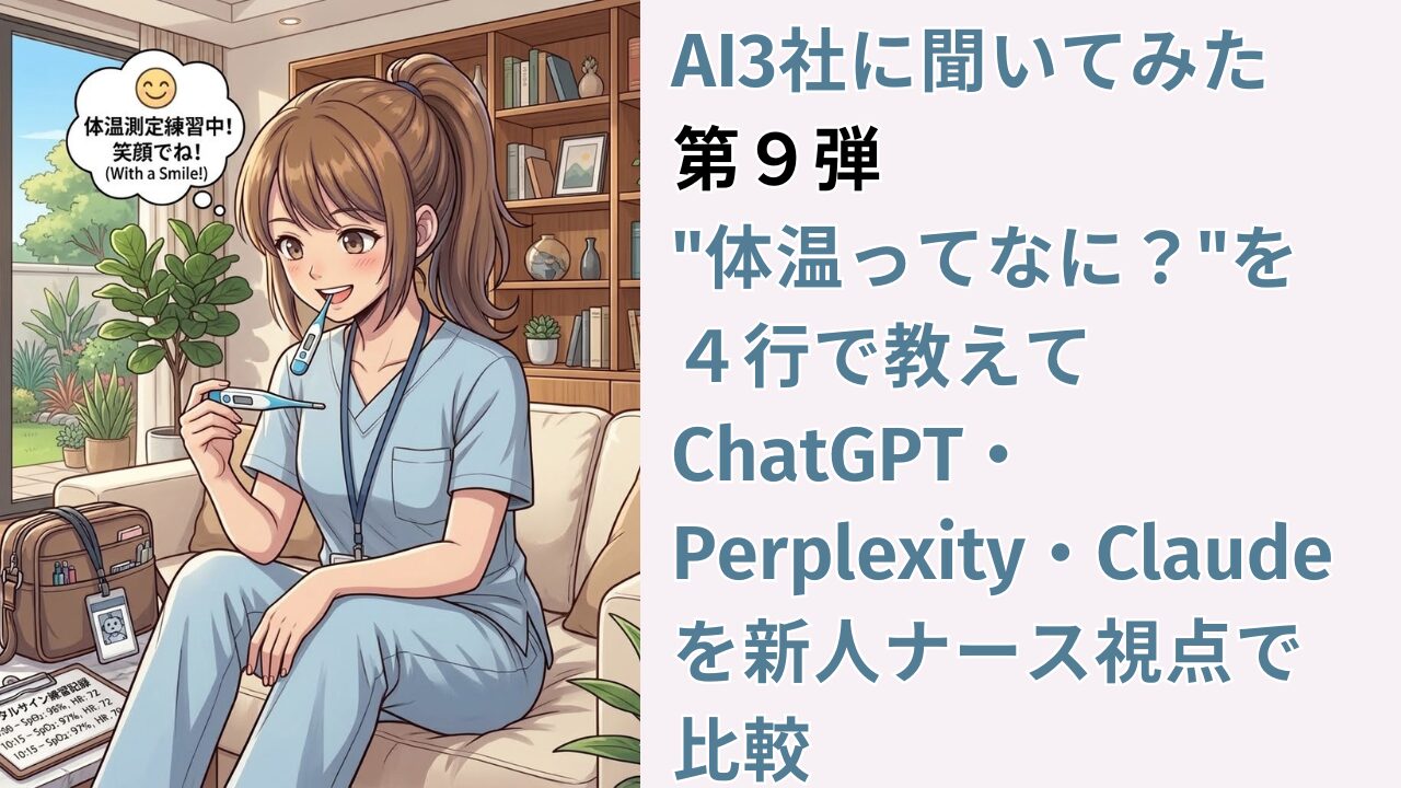 AI3社に聞いてみた　第９弾｜"体温ってなに？"を４行で教えて ChatGPT・Perplexity・Claudeを新人ナース視点で比較