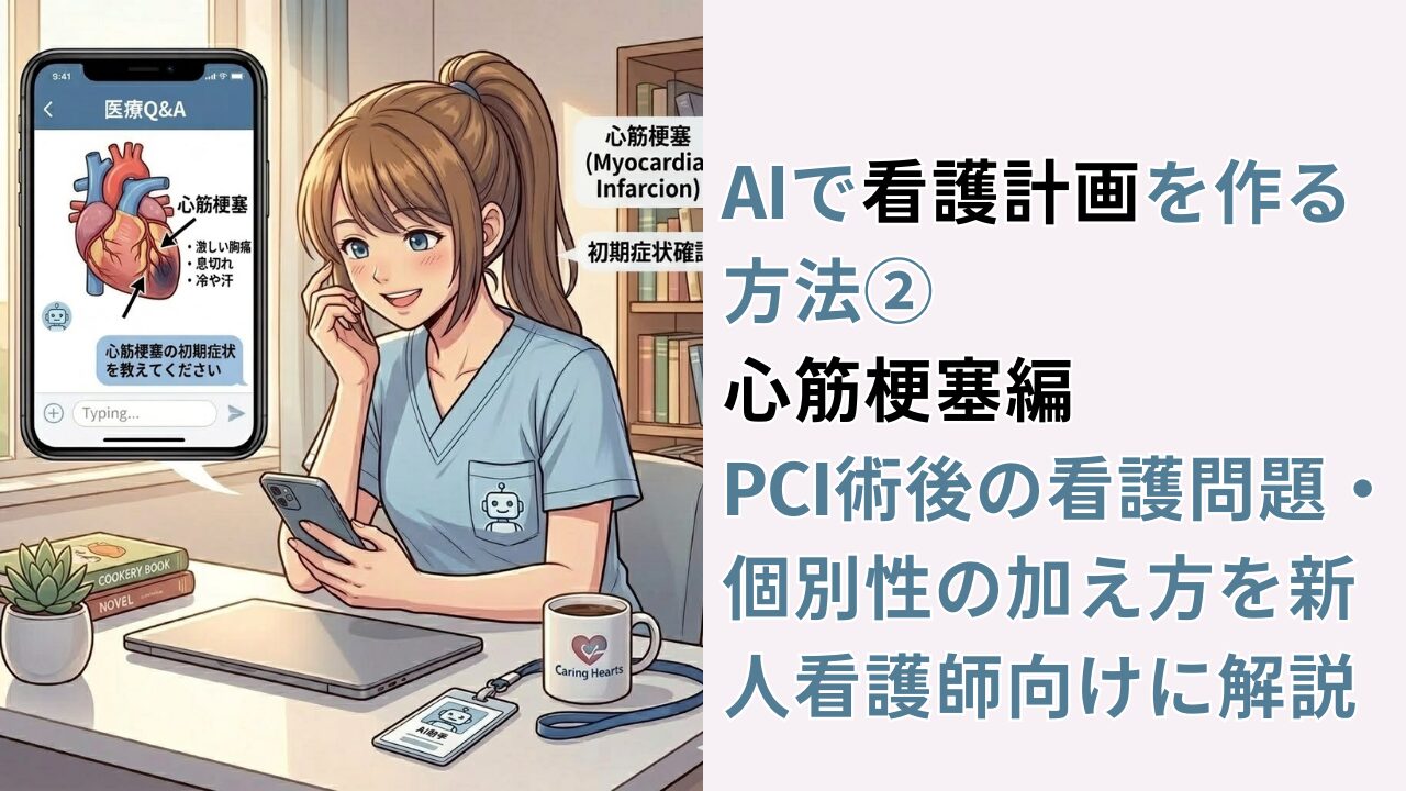 AIで看護計画を作る方法②心筋梗塞編｜PCI術後の看護問題・個別性の加え方を新人看護師向けに解説