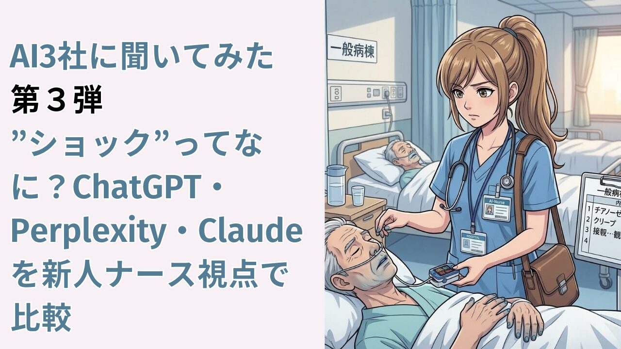 AI3社に聞いてみた　第３弾｜”ショック”ってなに？ChatGPT・Perplexity・Claudeを新人ナース視点で比較