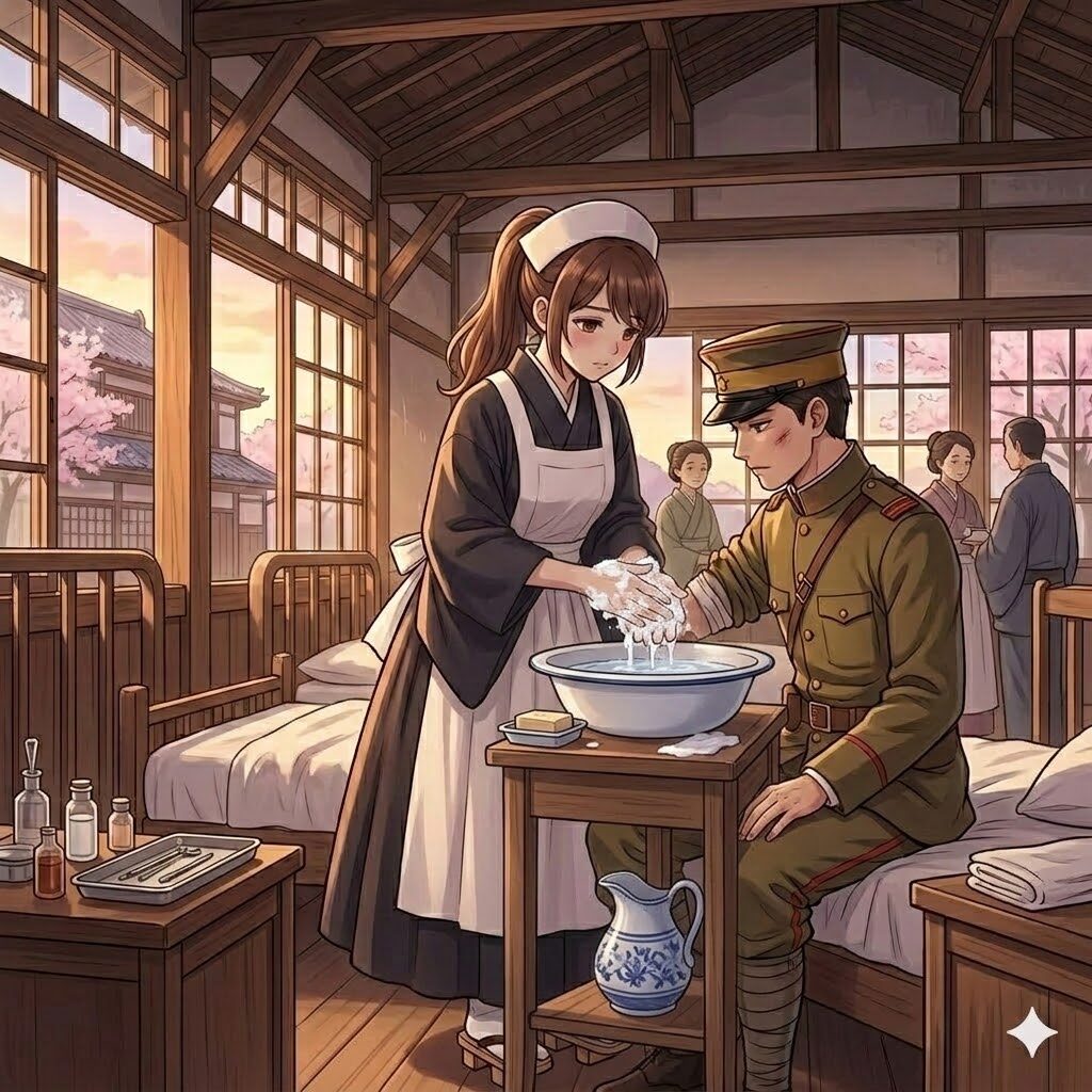 手を洗う看護師