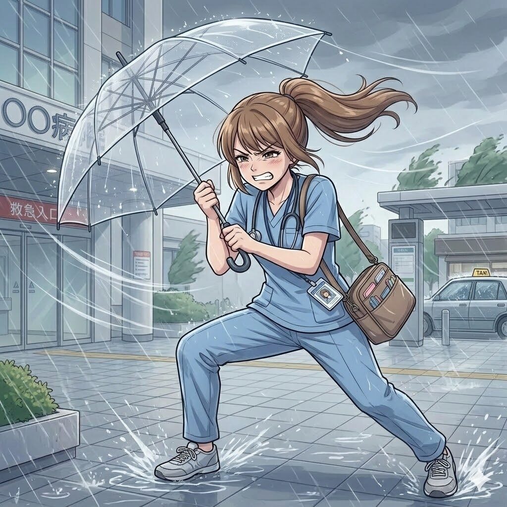 踏ん張る看護師