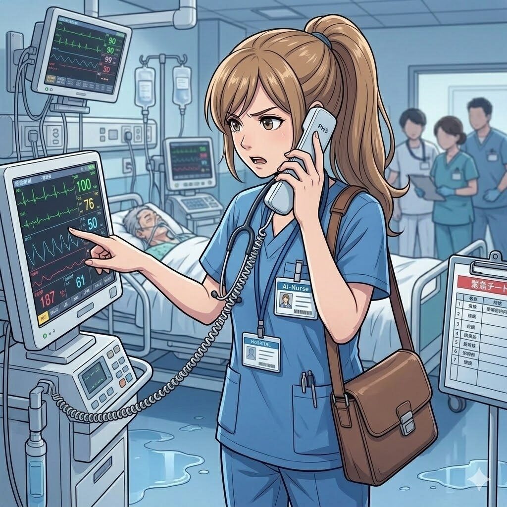 急変対応する新人看護師
