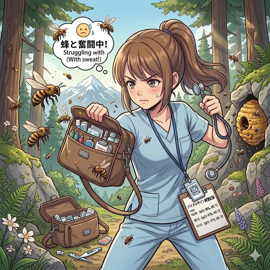 蜂と戦う新人看護師