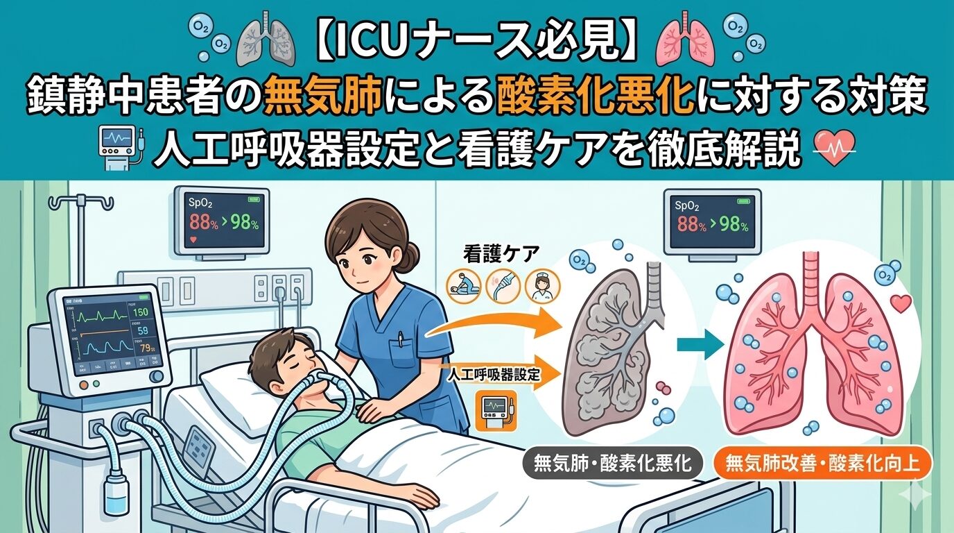 【ICUナース必見】鎮静中患者の無気肺による酸素化悪化に対する人工呼吸器設定と看護ケアを徹底解説