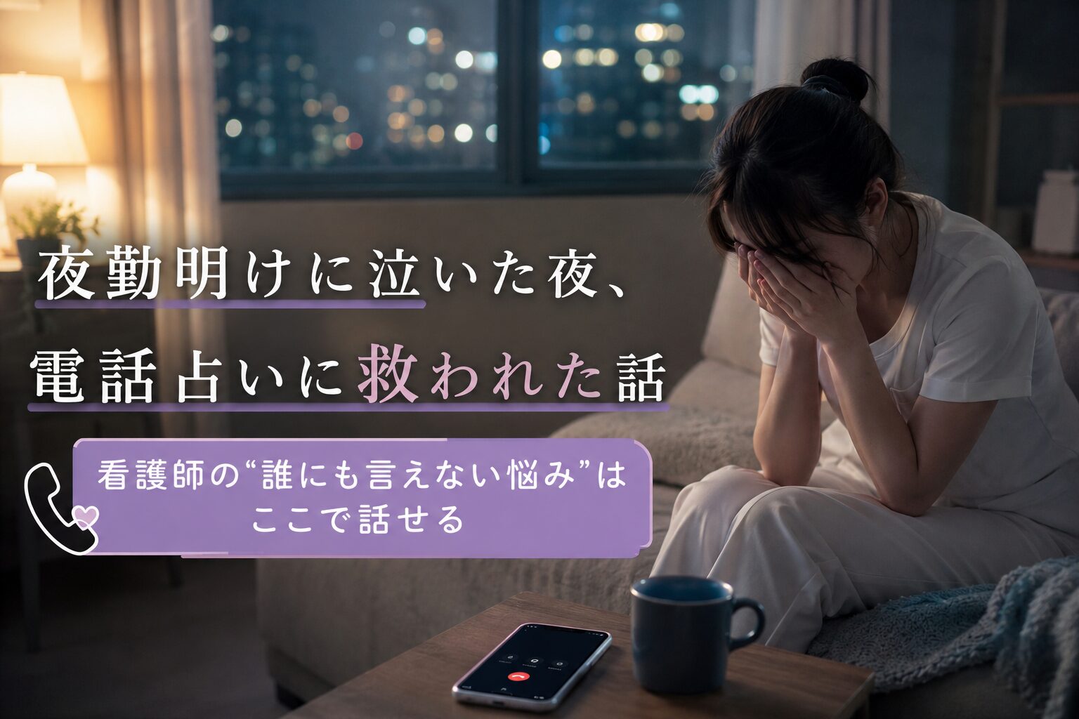 夜勤明けに泣いた夜、電話占いに救われた話｜看護師の"誰にも言えない悩み"はここで話せる