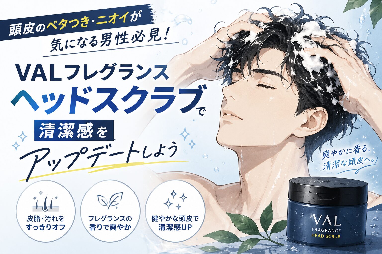 頭皮のベタつき・ニオイが気になる男性必見！VALフレグランスヘッドスクラブで清潔感をアップデートしよう