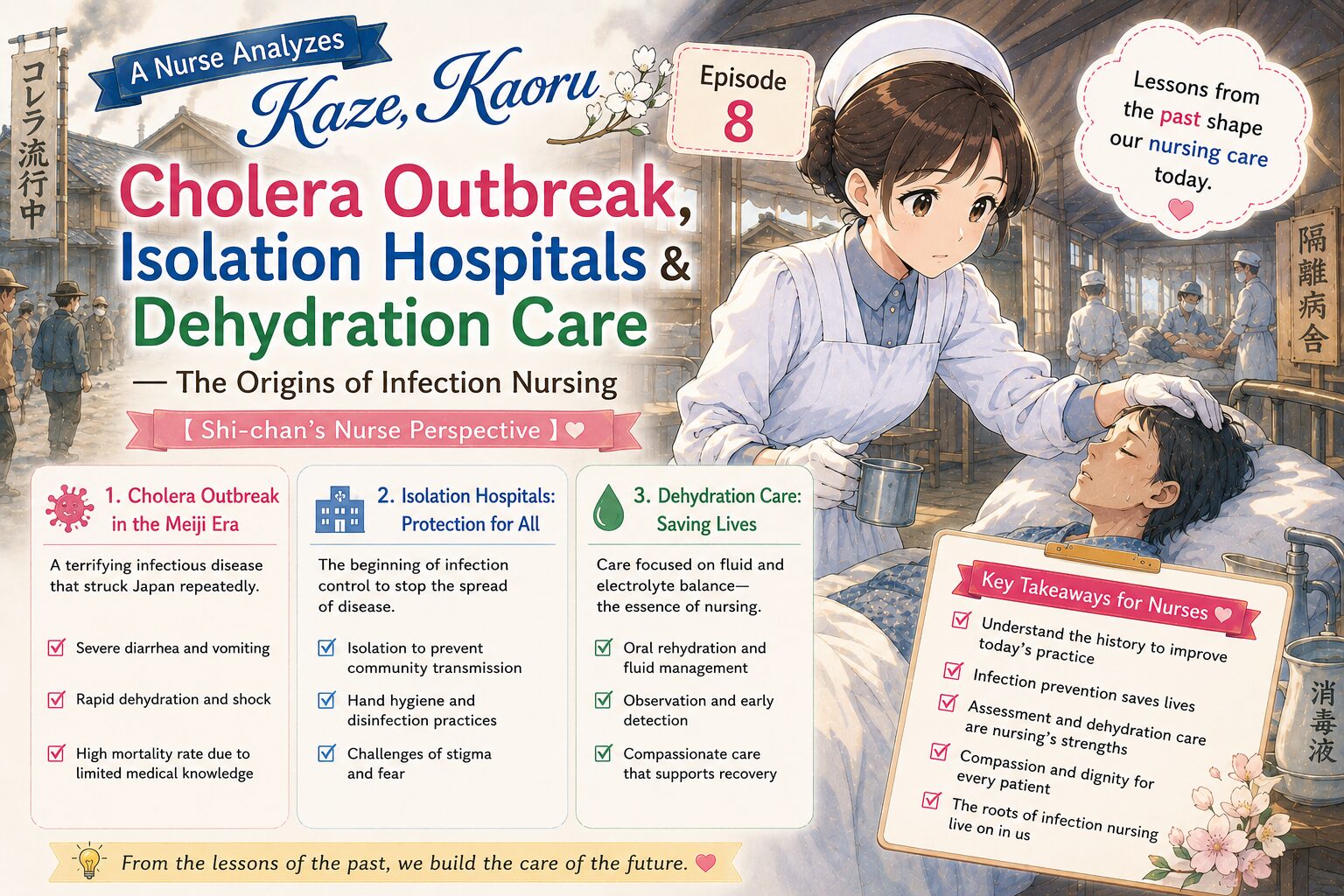 A Nurse Analyzes "Kaze, Kaoru" Episode 8: Cholera Outbreak, Isolation Hospitals & Dehydration Care — The Origins of Infection Nursing [Shi-chan's Nurse Perspective]