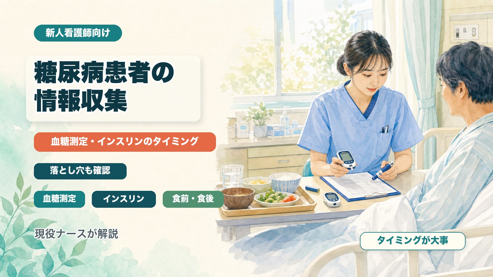 糖尿病患者の情報収集｜血糖測定・インスリンのタイミングと落とし穴を現役ナースが解説