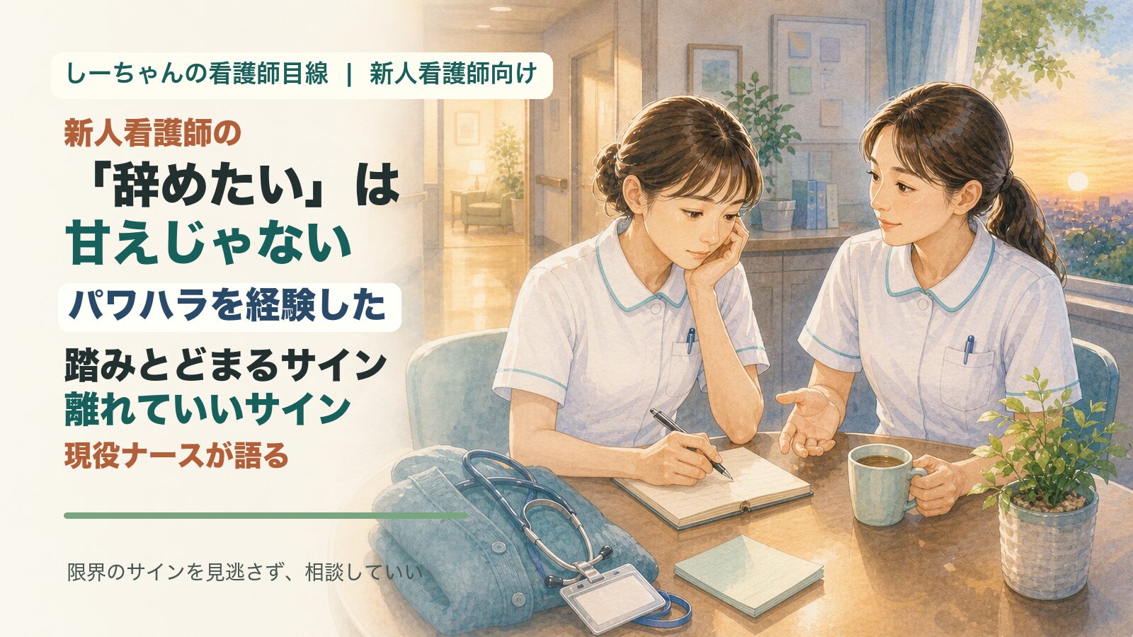 新人看護師の「辞めたい」は甘えじゃない｜パワハラを経験した現役ナースが語る、踏みとどまるサインと離れていいサイン