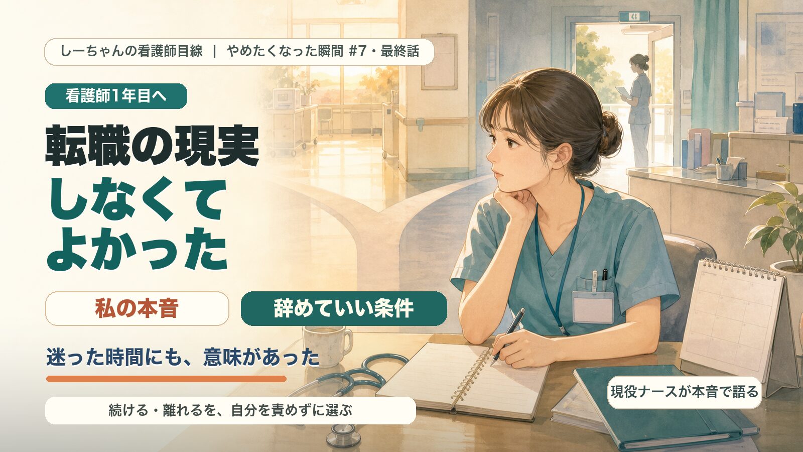 看護師1年目の転職の現実｜「しなくてよかった」私の本音と、辞めていい人の条件【やめたくなった瞬間#7・最終話】